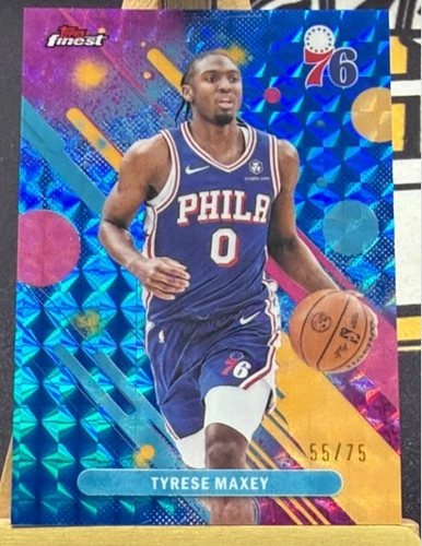 2025 Topps Finest Basketball Blue Geometric Refractor Tyrese Maxey #29