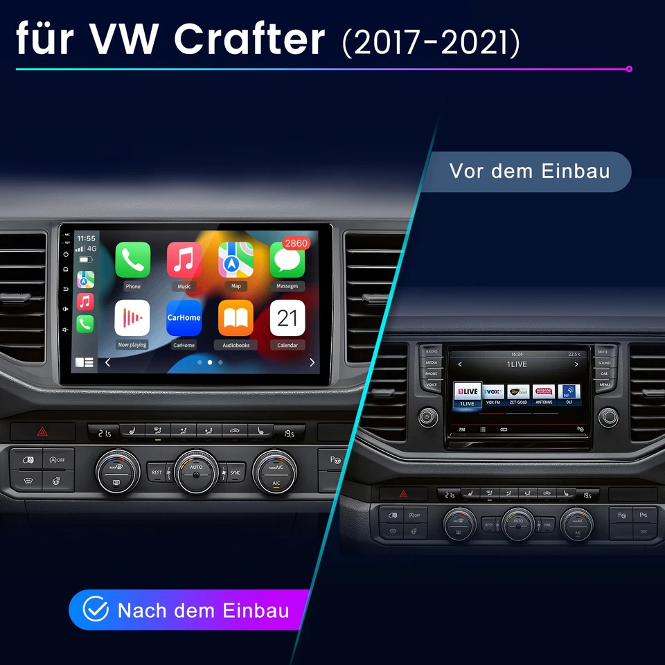 Für VW Crafter 2017-2024 Android14 Apple Carplay Autoradio GPS Navi BT Wifi DAB+ - Bild 2 von 4