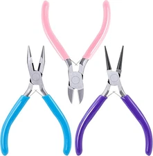 SONGIN 3 Pack Jewelry Pliers Set Tools Includes Needle Nose, Round Nose and Wire