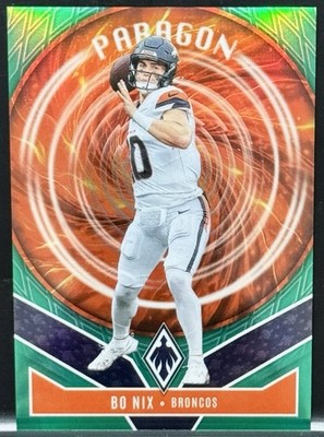 2025 Panini Phoenix Bo Nix Paragon Green /99 #14 Denver Broncos