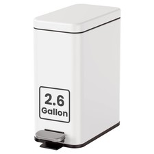 Bathroom Trash Can With Lid 2.6 Gallon Small Garbage Can Soft Close White
