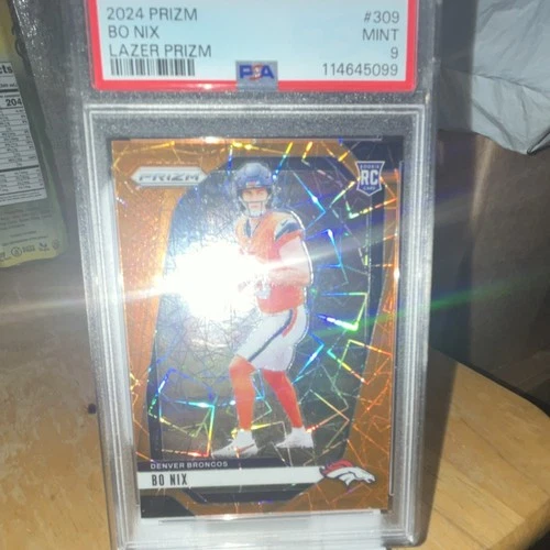 Panini Prizm Bo Nix Rookie Lazer Prizm #309 PSA 9 2024 Broncos NFL Card