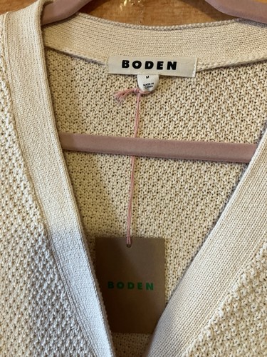 Boden Cotton Sleeveless Cardigan Warm Ivory Size M NWT $198 - Picture 7 of 9