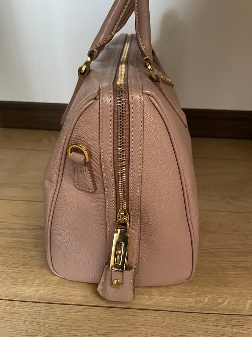 PRADA Leather Shoulder Bag Pink Beige Medium Women Italy Authentic USED from JP thumbnail 4
