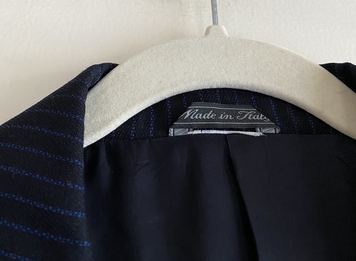 Vintage Versace Istante Navy Blue Striped Blazer Jacket Size 52