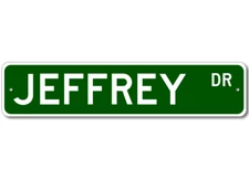 JEFFREY Drive Custom Street Sign Personalized Last Name Aluminum Metal Plaque