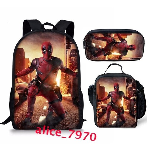 Zaino scuola Deadpool & Wolverine borsa pranzo isolata zaino astuccio matite Regno Unito - Foto 29 di 43