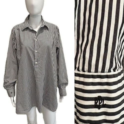 Polo Ralph Lauren Striped 1/2 Placket Tunic Shirt Womens Size Large Long Sleeve