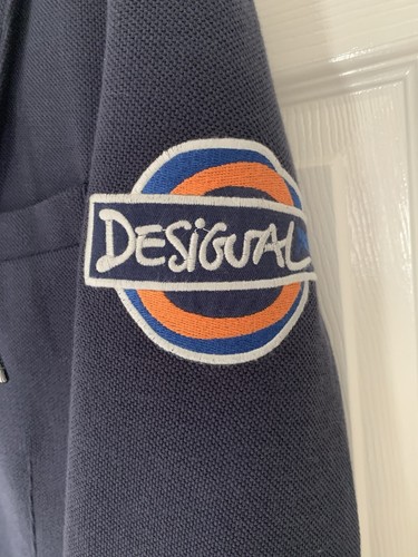 DESEGUAL NAVY LAYERED EFFECT/REMOVABLE HOODED BLAZER SIZE 52 - SEE MEASUREMENTS - Picture 3 of 23