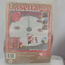 Vintage Christmas Tree Skirt Lasetta Plus Needle Weaving Kit Craft 1985 NIP