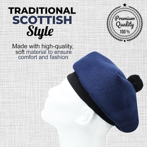SCHOTTISCHE TAMMY MÜTZE TAM O’ SHANTER TRADITIONELLE WOLLHAUBE UNISEX - Bild 22 von 31