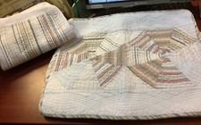 4 Sage Brand Quilted Standard Shams 3 Same 1 Stripe Coordinate Muted Color