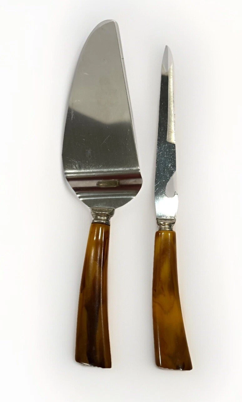 Vintage Bakelite Pie Or Cake Knife And Serrated Cheese Knife, Sheffield England