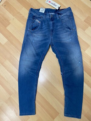 NWT UNISEX Diesel FAYZA NE STRETCH JOGG JEANS 0670W BLUE SLIM W25 UK