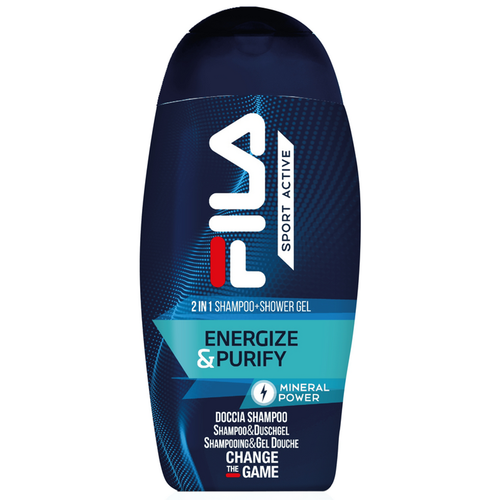 3 PEZZI FILA SPORT ACTIVE 2 IN 1 SHAMPOO & SHOWER GEL ENERGIZE & PURIFY DA 250ML - Foto 2 di 3
