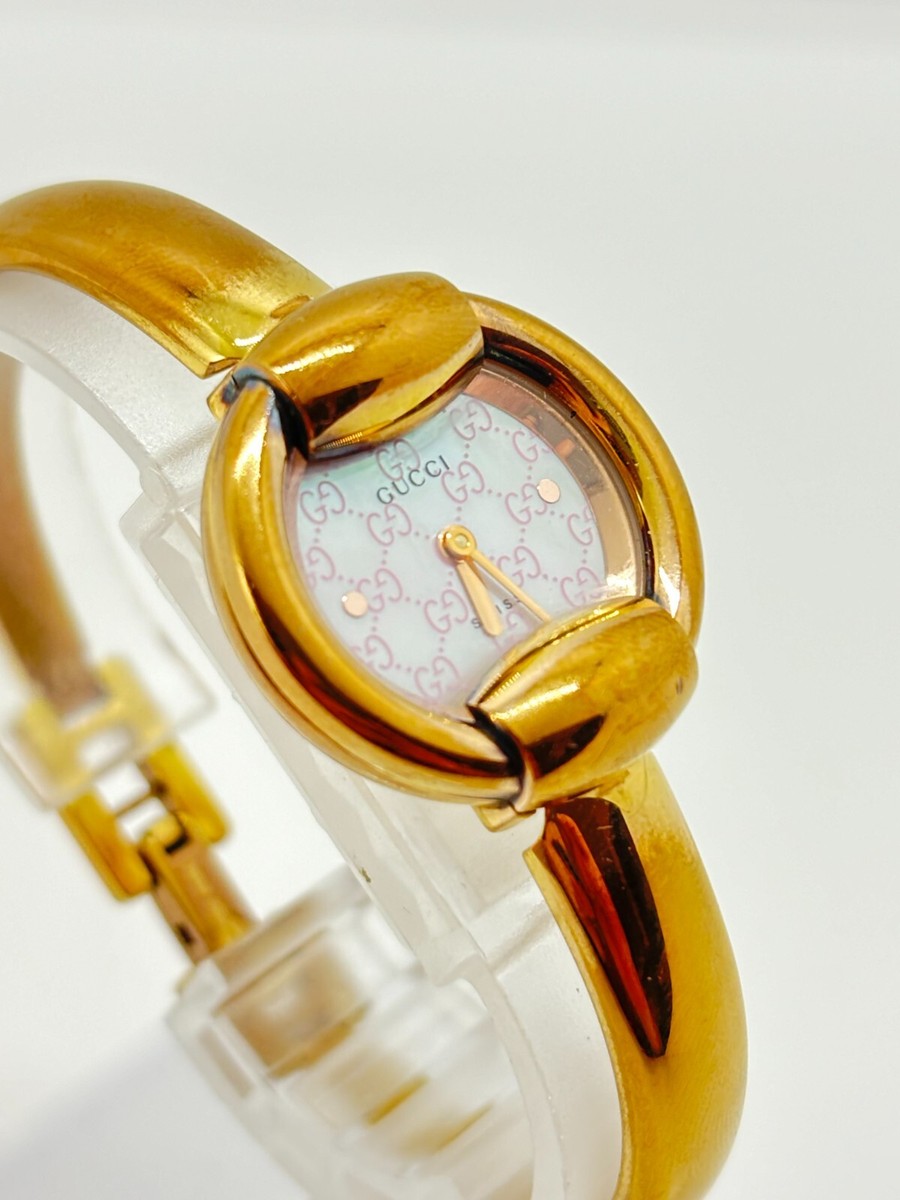 Read ] Gucci 1400L Watch Ladies Round Quartz Gold Pink Not
