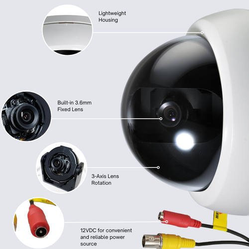 Analog Indoor Dome Camera 600TVL 3.6mm Lens CCTV Security Camera CNB D192-0S W - Picture 5 of 7