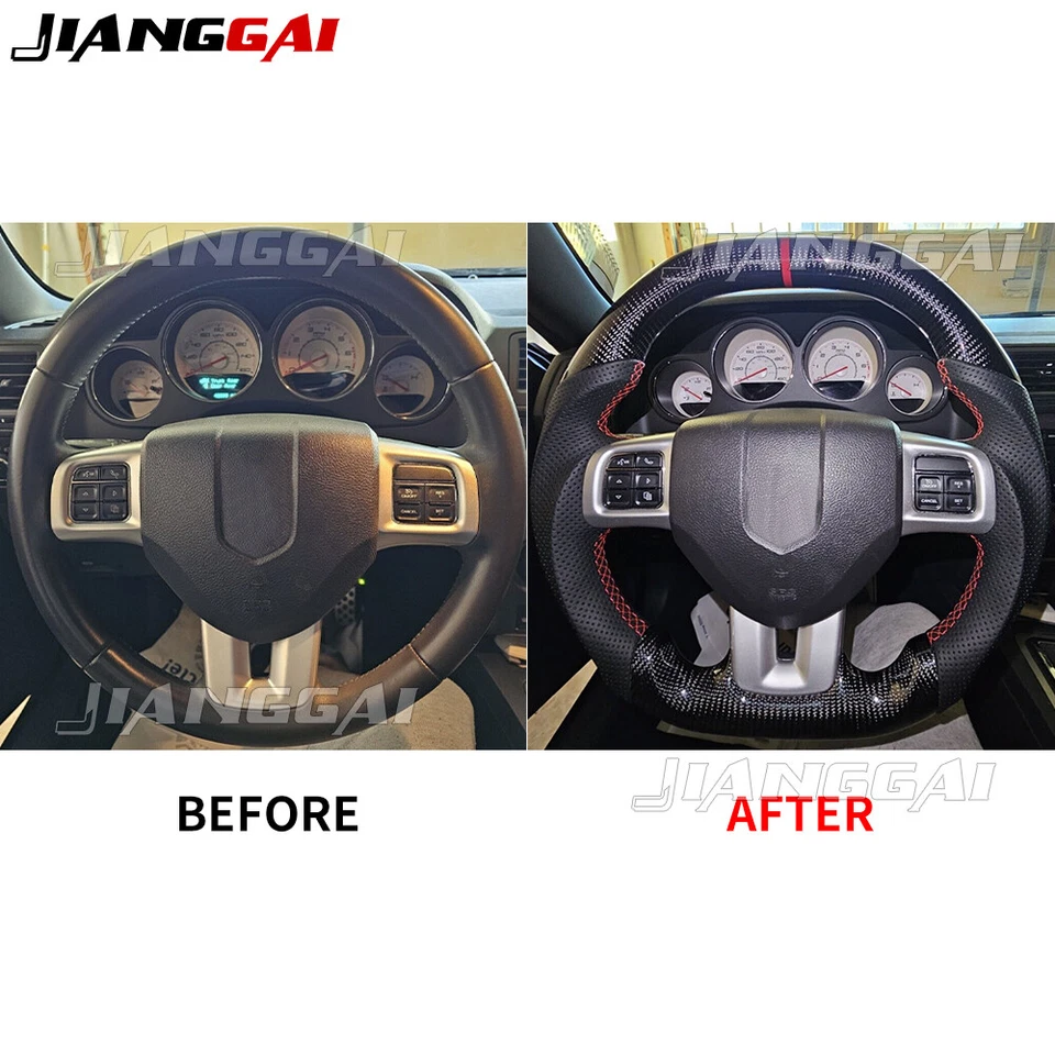 Volante de fibra de carbono Fit Dodge Charger Challenger Durango 2011-2014 Foto 3 de 4