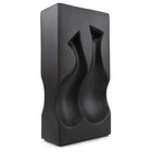 Modern Black Ceramic Vase w/ Impressed Fruit Design