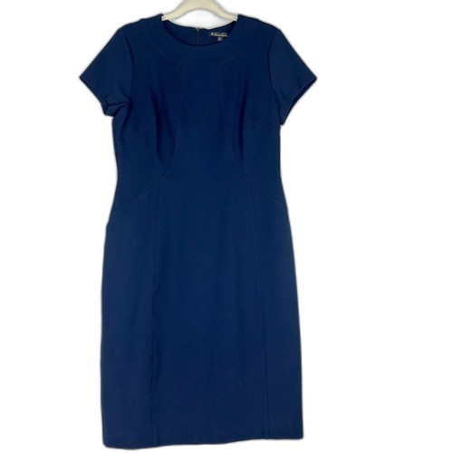Brooks Brothers Sheath Dress Size 12 Navy Blue Stretch Career Business Workwear