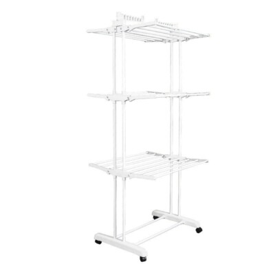 Buy Voilamart Clothes Airer 3 Tier Foldable Laundry Drying Clothes Rack Outdoor Indoor Heavy Duty Clothing Horse Garment Dryer Stand On Wheel - View #3