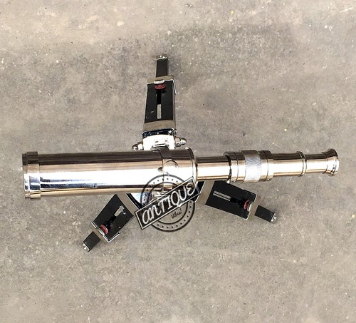 Telescopio nautico in ottone massiccio con treppiede in legno telescopio nave marina vintage 9" - Foto 6 di 6