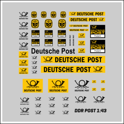 Waterslide Decal 1:43  -  DDR Post Poststelle - B1000 Trabant Modellbahn