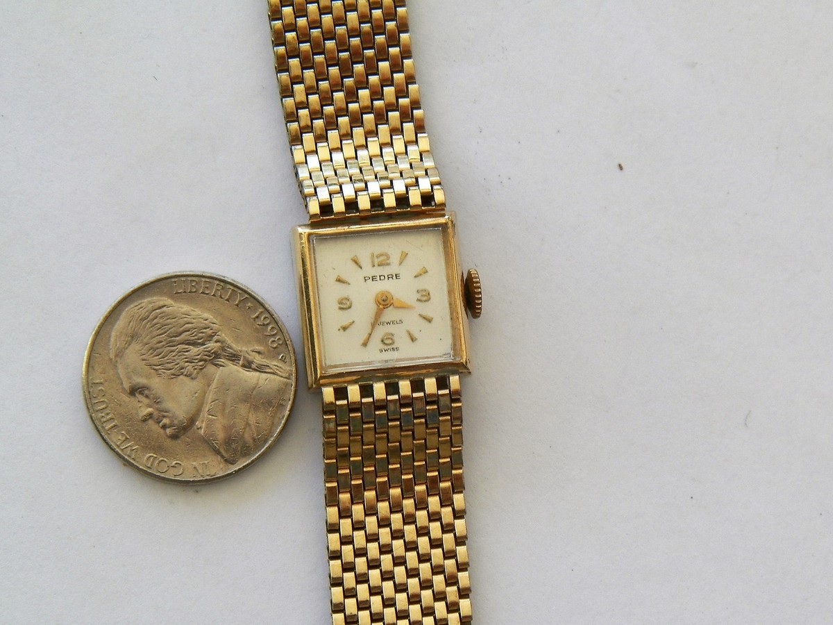 VNTG SWISS PEDRE 10K RPG 17 JEWELS WATCH & 12K GOLD FILLED