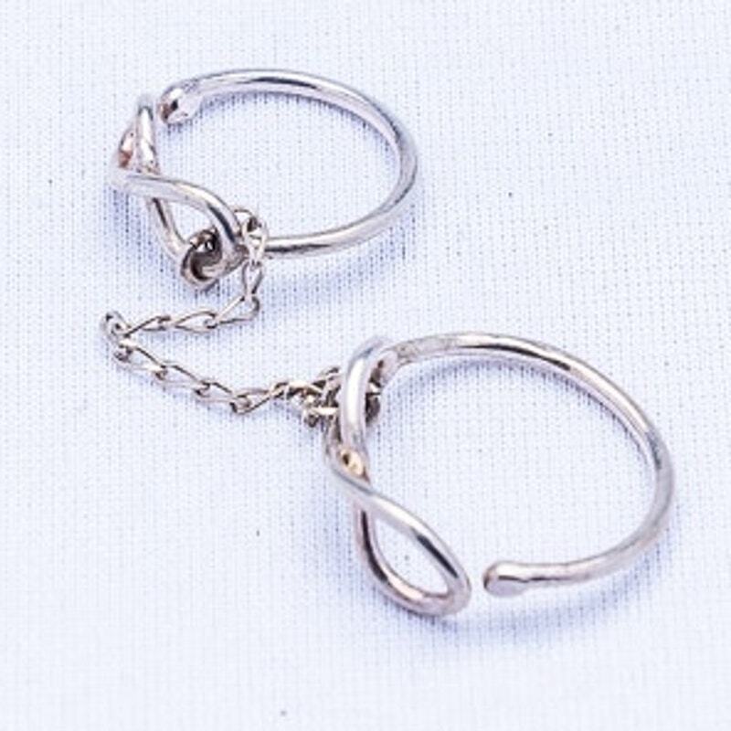 Silver Infinity adjustable two finger ring - image 3