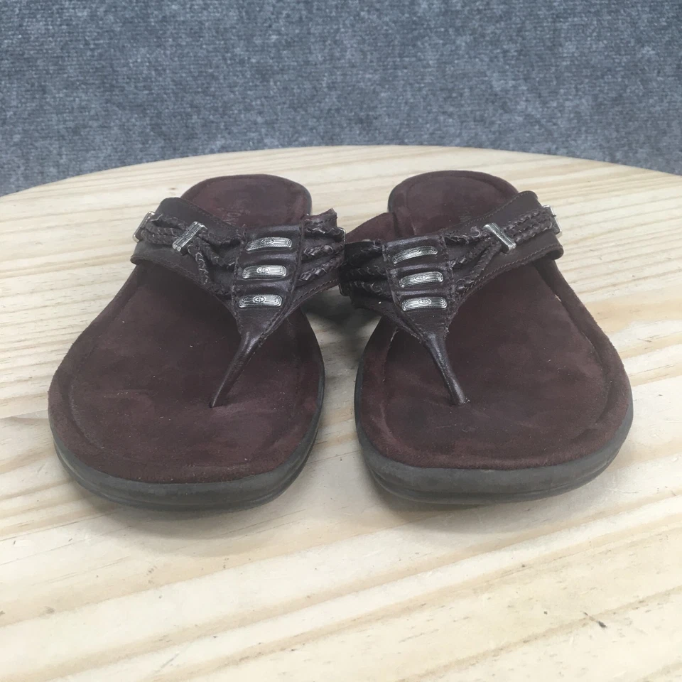 Sandalias Minnetonka Mujer 9 Chanclas Tanga Cuero Borgoña Puntera Sin Cordones Foto 4 de 4