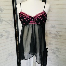 Seductive Wear by Cinema Etoile Sz M Babydoll Nightgown Hearts/Bows Fairywhimsy