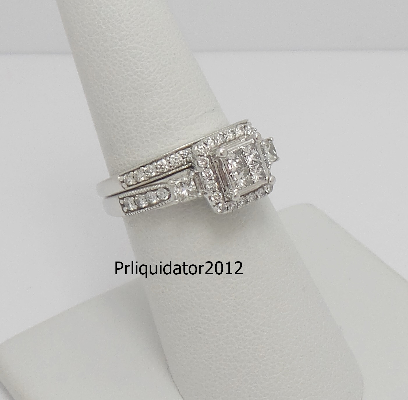 1CT Natural Diamond Halo Engagement Wedding Ring Bridal Set 10K White Gold Band