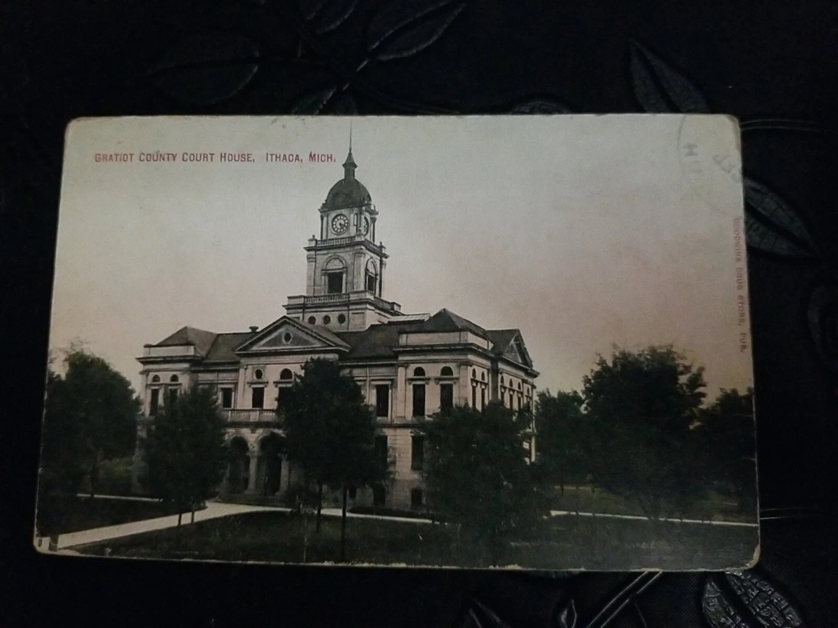 Ithaca Michigan GRATIOT COUNTY COURT HOUSE 1910 posted Crystal Michigan