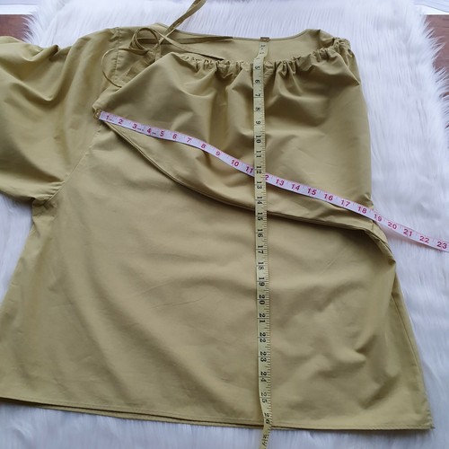 M&S Lime Yellow Green Ruched Sleeve Blouse Size 16 Cotton Relaxed Fit Eur 44 - Picture 8 of 8