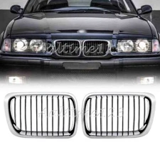Chrome Black Front Hood Kidney Grill For BMW E36 M3 318is 328i 318ti 1997-1999