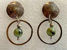 Sterling Silver Jade Earrings 4.97g Fine Jewelry Drop / Dangle Butterfly Studs