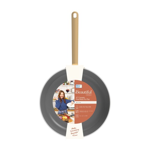 Beautiful 12 inch Ceramic Non-Stick Fry Pan, White Icing by Drew Barrymore - Picture 2 of 7
