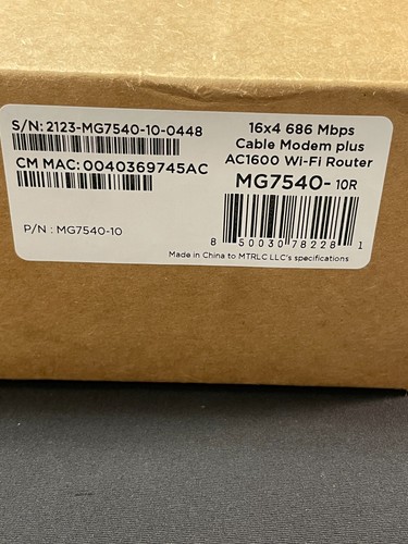 Motorola MG7540 Black 16x4 686 Mbps Cable Modem Plus AC1600 WiFi Router - Picture 8 of 12