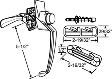 Push Button Latch Set 1-1/2 Mounting Holes Storm Door 1 to 1-1/4in Thick Black