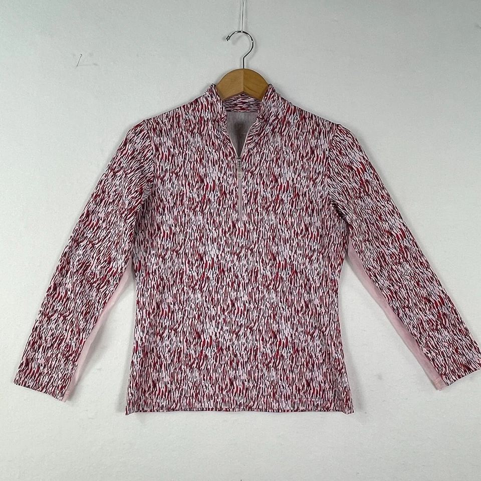 Camisa pulóver de golf Bette & Court para mujer XS 1/4 cremallera manga larga en rosa Foto 2 de 4