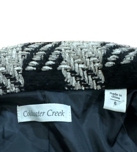 Coldwater Creek Blazer Jacket Black Beige Woven Textured Checks Chest Sz 8 - Picture 5 of 5