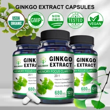 Ginkgo Biloba Extract 680 mg - Improves blood circulation,  Non-GMO