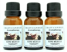 3 Sore Muscle Therapy 1/2oz Premium Grade Scented Fragrance Oil Crazy Candles