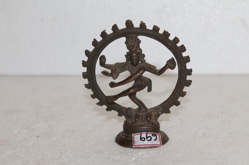 Statuetta Natraj Vecchio Ottone Incisa Artigianale, Rich Patina NH699 - Foto 2 di 11