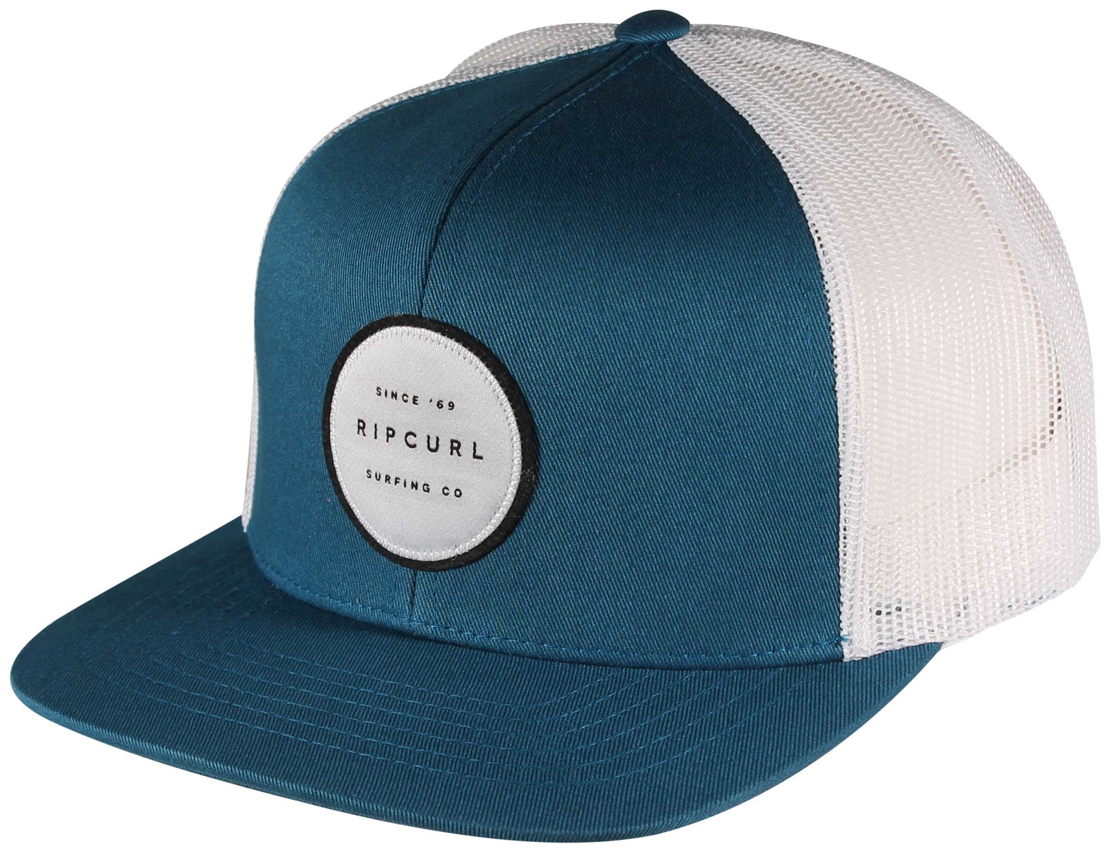 Rip Curl Trucker Hat Men's NWT Mesh Panels Flat Bill Ink Blue Snapback Cap