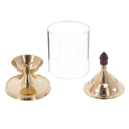 Brass Diya Akhand Jyot Deepak Diva Glass Cover Lantern Oil Lamp Puja Religious - Picture 3 of 20