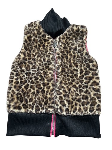 Betsey Johnson Girls Leopard Print Faux Fur Versatile Vest Size 6