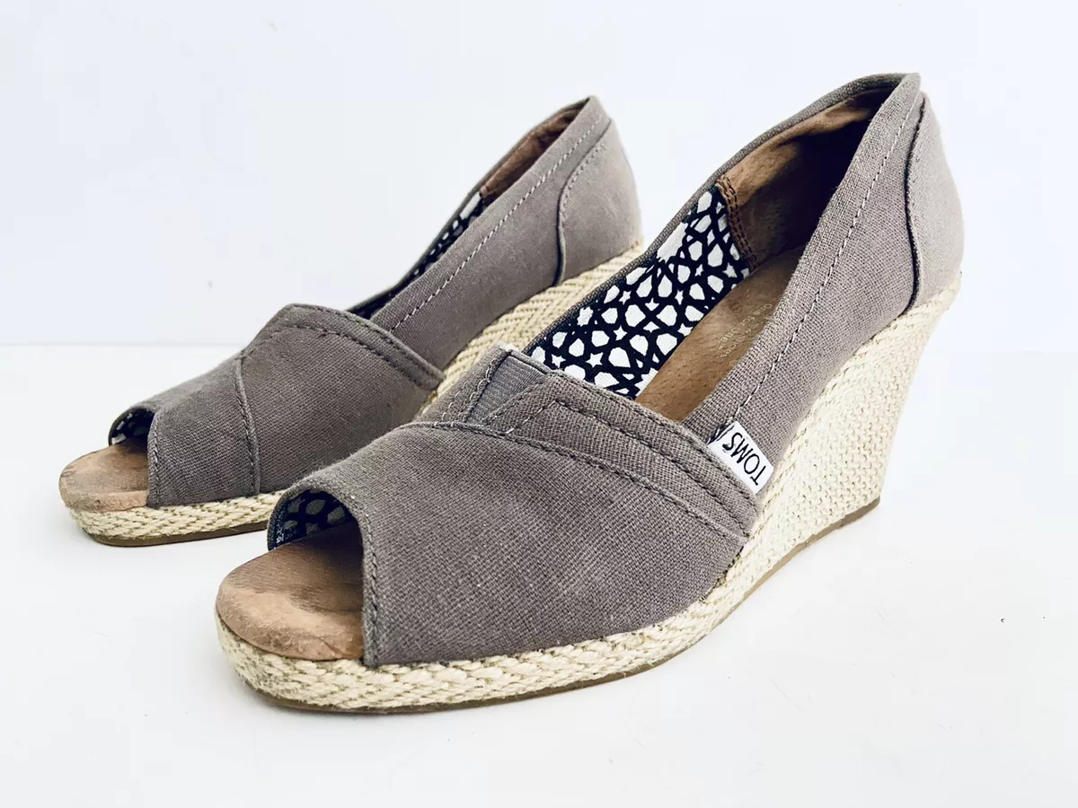 Toms canvas hotsell wedge shoes