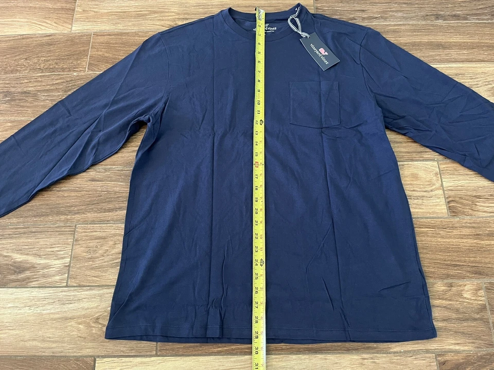 NEW WITH TAGS Men’s Vineyard Vines Blue Long Sleeve T-Shirt Large Pocket Shirt - Image 2 of 4