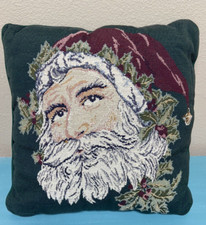 Christmas Vintage Tapestry Pillow Santa’s Face Square